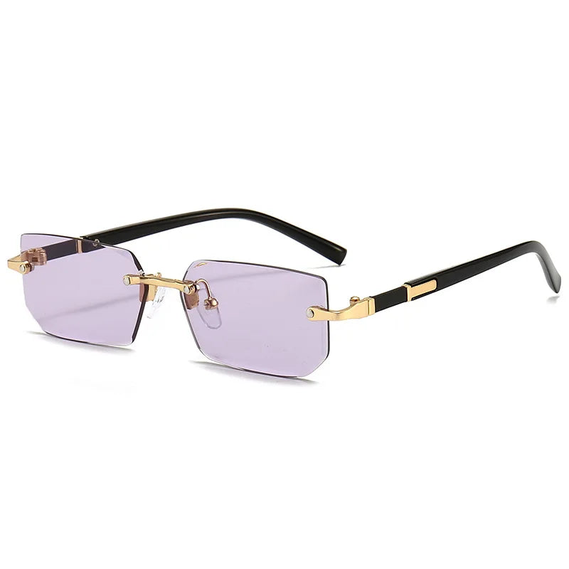 Vintage Rectangle Sunglasses Men New Rimless Fashion Beach Shades Women Trendy Luxury Brand Design Casual Anti-UV Sun Glasses