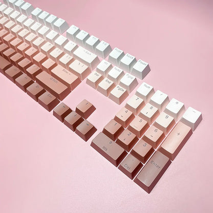 Teclas gamer RGB con retroiluminación degradada para teclado mecánico con interruptores MX, perfil OEM, PBT, blanco y azul, distribución ISO, teclas DIY