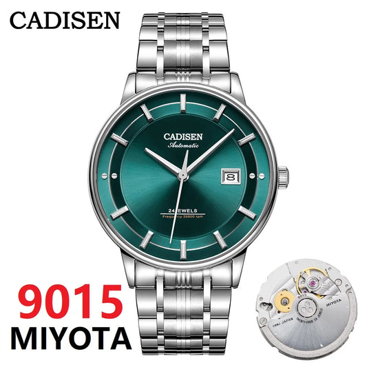 CADISEN Ultra-thin Mechanical Wristwatch Japan MIYOTA 9015 Top Brand Luxury Single-dome Sapphire Crystal Automatic Watch Man