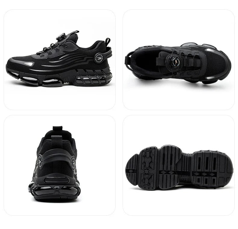 Baskets de travail à boucle rotative, chaussures de sécurité de protection, Anti-perforation, Anti-écrasement, bout en acier, bottes de travail pour hommes