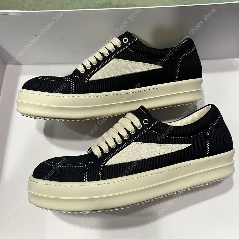 Casual Shoes Men Low Top Quality Denim Lace Up Thick Sole Luxury Designer Hip-hop Dunk Sport Trainers Women Summer Flat Sneakers