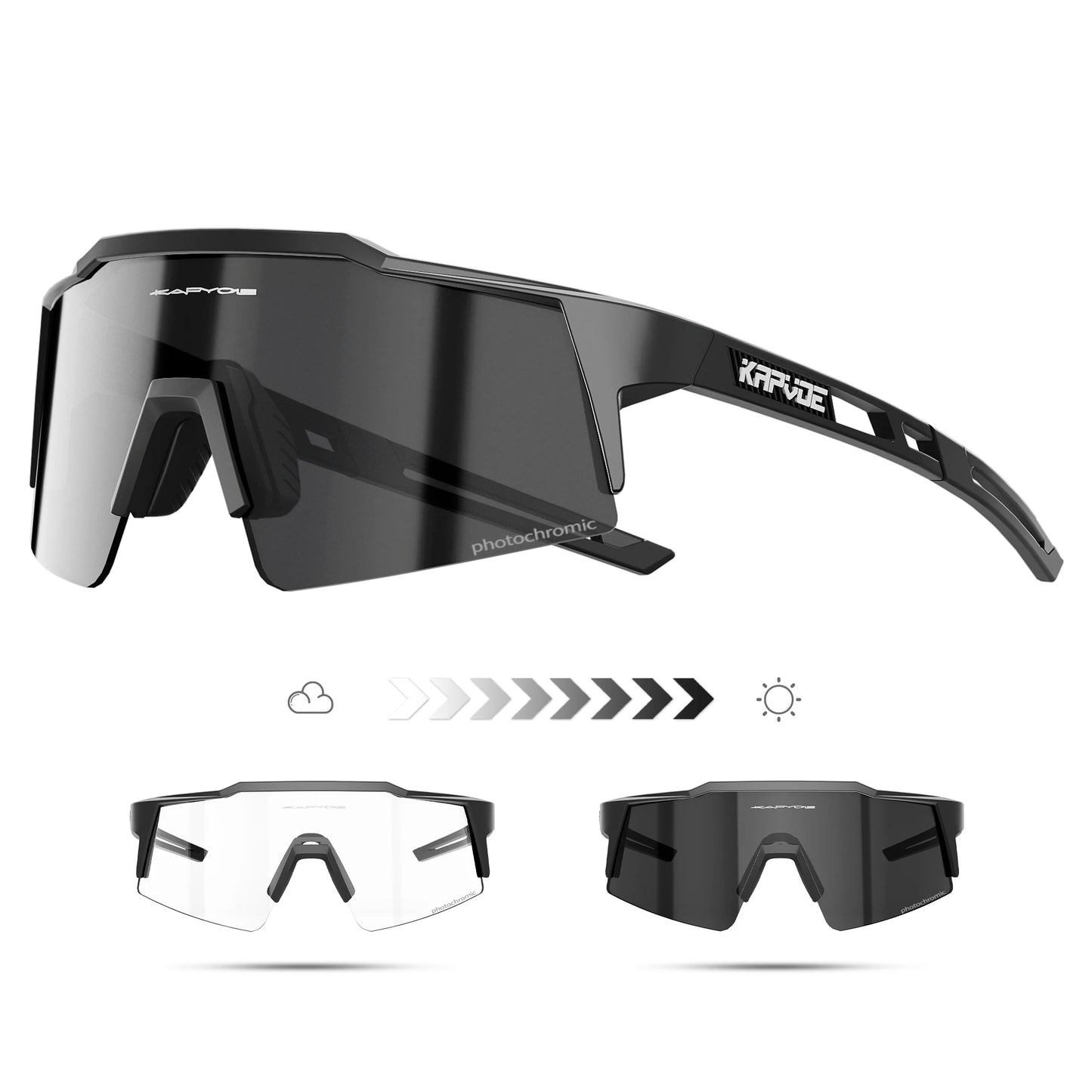Kapvoe Photochromic Cycling Sunglasses Men Glasses Fashion Mountain Bicycle Outdoor Road Riding Goggles Eyewear Sports MTB Bike