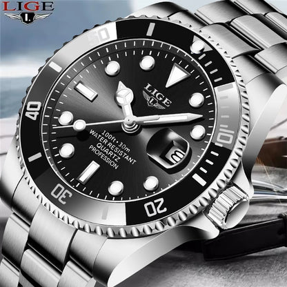 LIGE men’s watch – Quartz chronograph, water-resistant, casual yet professional style, a luxury fashion accessory from a leading brand.