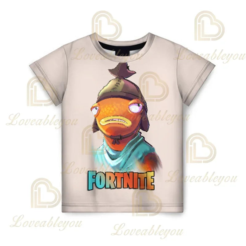 New Fortnite Summer T-Shirt Boys Cartoon Cute Tee Short Sleeve Shirt Men Women Children T-shirts Teenager Tee Streetwear Tops