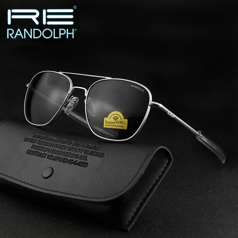 RE Sunglasses Man American Army Military Aviation Pilot Sun Glasses Glass Lens Woman Luxury Brand Vintage Metal Titanium Frame