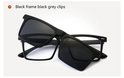 Myopia Polarized Magnet Sunglasses Women Men Clip On Glasses Square Optic Spectacle 6 In 1 Eyeglass Frames -0.5 TO -10