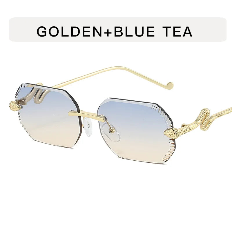 Fashion snake-shaped metal decorative sunglasses - unisex irregular frame, UV protection, sunshades