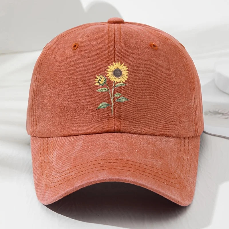 Retro Sunflower Pattern Baseball Hat Dad Hat, Suitable for Outdoor Sports, Fishing and Camping, Hiking Hat