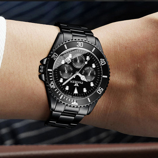 BINBOND luxury quartz watch for men: accurate, with automatic date display, luminous, water-resistant, ideal for sport, business and leisure. Sturdy and durable.