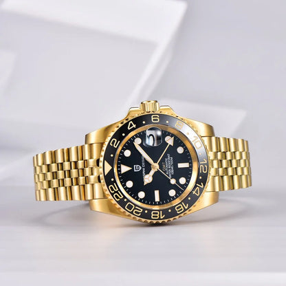 Relógio PAGANI DESIGN 40MM GMT para Homem, Luxo, Safira AR, Mecânico, Luneta em Cerâmica, Automático, 100M à Prova de Água, Relógio para Oferta