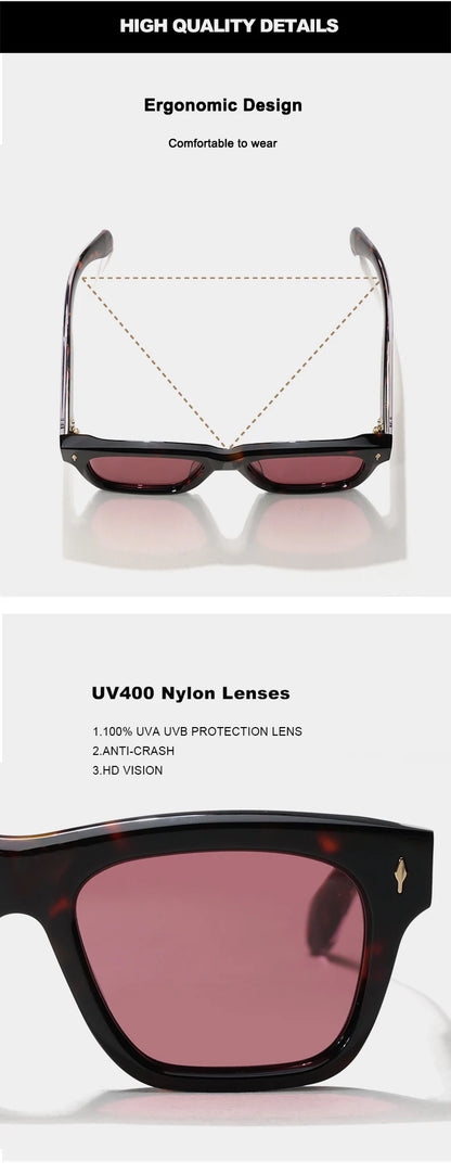 Fashion Design Handmade Square Acetate Sunglasses For Men Women Classic Sunglasses outdoor UV400 Protection Logo Customization