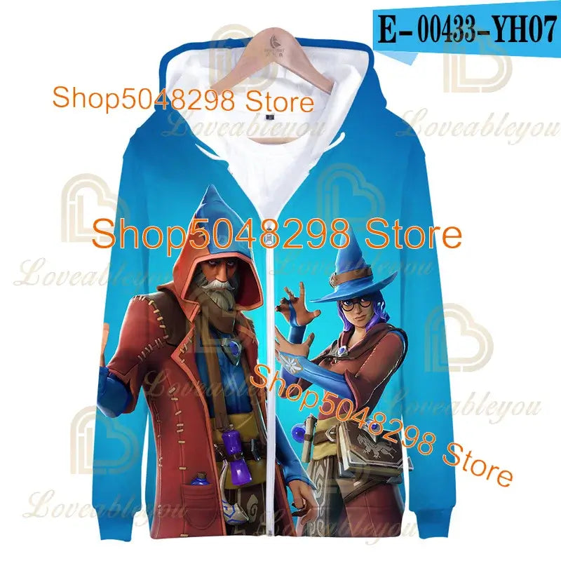 Fortnite Adults Kids Wear Kids Zipper Hoodies Game 3D Print Boys Girls Harajuku Sweatshirt Long Sleeve Tops Teen Clothes