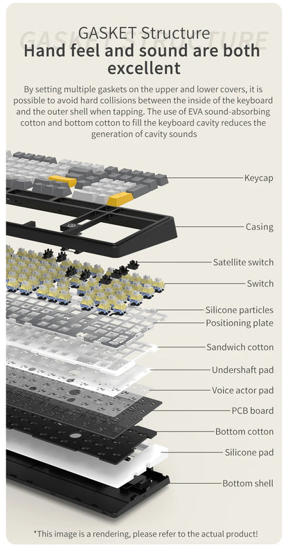 AJAZZ AK980 Wired Mechanical Keyboard Hot Swap Gasket RGB Low Noise Ergonomics Office Gaming Keyboard Customized PC Accessories