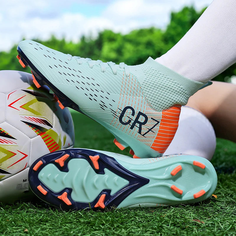 Chaussures de football professionnelles pour hommes/femmes, antidérapantes, à crampons FG, respirantes, chaussures d'entraînement à tige haute