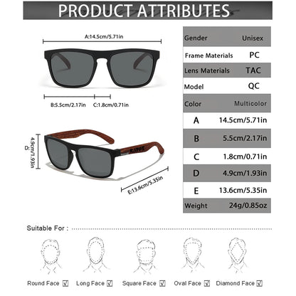 Karos Vintage Polarized Sunglasses Fashion Square Travel Driving Fishing Glasses Men Women Sports UV400 Eyewear Box YZ2024WB