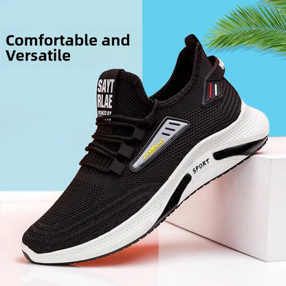 Hot Sale of the Season New Men's Running Shoes Breathable Lightweight Knitted Lace-Up Sports Sneakers Fashionable Korean Style