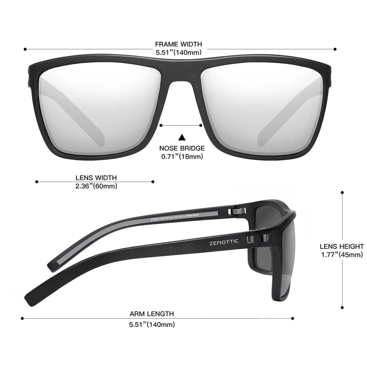 ZENOTTIC Polarized Sunglasses for Men Shades Lightweight TR90 Frame UV400 Protection Square Outdoor Trave Driving Sun Glasses