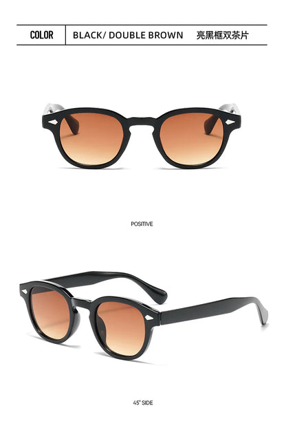 JNPCXI Vintage Round Sunglasses Women Men Retro Rivet Blue Gradient Female Sun Glasses UV400