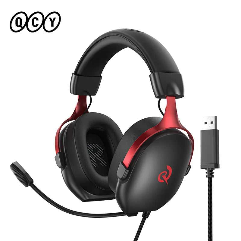 QCY VN200 Pro casque de jeu filaire avec micro 40mm pilote 7.1 Surround sur l'oreille casque pour PC PS4 PS5 Gamer casque