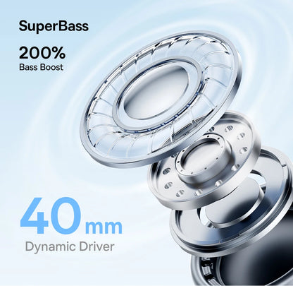 Cuffie over-ear wireless Bluetooth 5.3 Baseus – Driver HiFi da 40mm, autonomia di 70H, headset pieghevole con audio spaziale