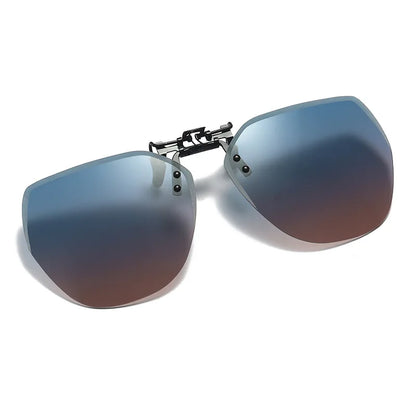 KLASSNUM Men Polarized Clip On Sunglasses Women Flip Up Sunglasses Square Cut Edge Lenses Driving Night Vision Fishing Goggle
