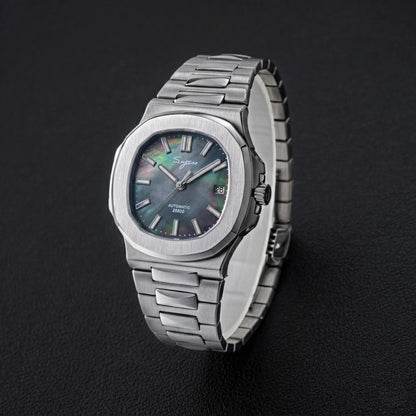 Orologio da uomo Sugess automatico meccanico da polso, movimento Miyota 9015, quadrante MOP, luminoso, impermeabile 5bar, bracciale di lusso S466