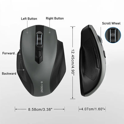 E-YOOSO 2.4G Wireless Ergonomic Mouse with Built-in USB Receiver, 5-Level 4800 DPI Portable Optical Mouse for PC Laptop Computer