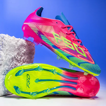 NOUVEAU Chaussures de football roses pour hommes, à enfiler, antidérapantes, crampons de football pour garçons, chaussures d'entraînement TF/FG, Chuteira Campo 35-45