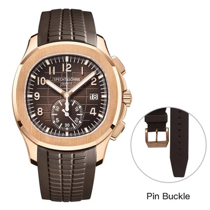 Specht & Söhne New Classic 5167 Men's Watch Orange Color Sapphire Crystal Rubber Strap Sports Male Quartz Watches 50M Waterproof