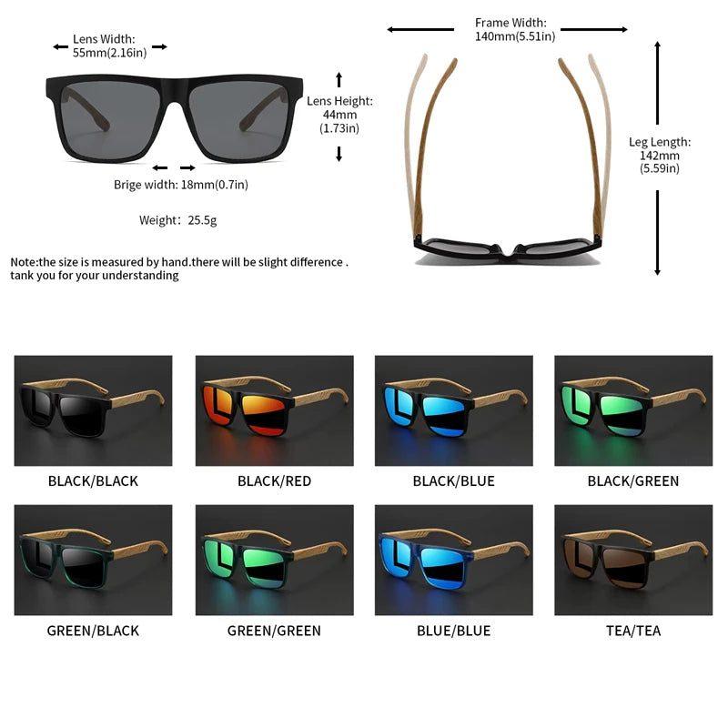 New Fashion Square Sunglasses Wood Grain Spring Hinge UV400 Unisex for Driving Hiking Travel 2026