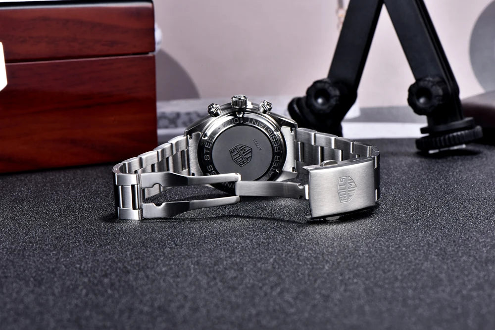 Rolls Timi Panda Men’s Watches – Quartz chronograph, luxury model, sapphire crystal with anti-reflective coating, water-resistant, sporty style