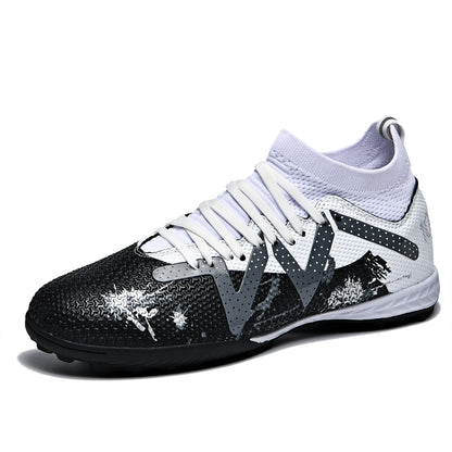 TF Turf Soccer Shoes PU Fabric Breathable Upper Rubber Sole Wear-Resistant Anti-Slip Men Women Kids Youth Training Sneakers