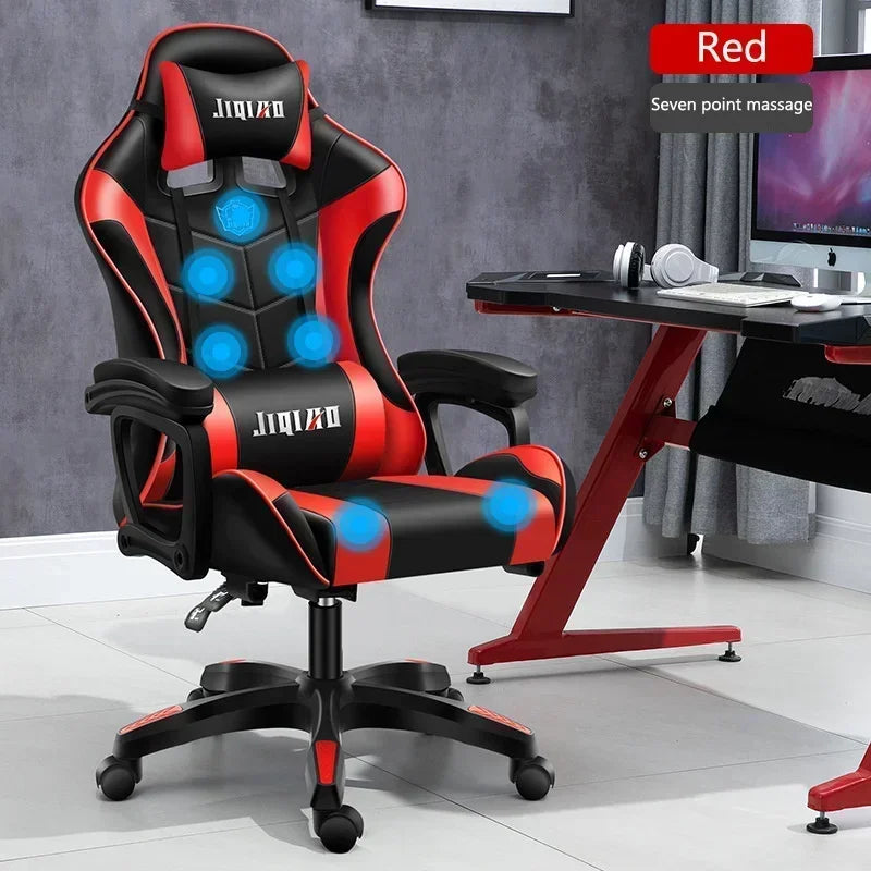 Ergonomic Gaming Chair with Massage Function, RGB Light Swivel Recliner Office Chair, Adjustable High Quality Computer Gamer Chair