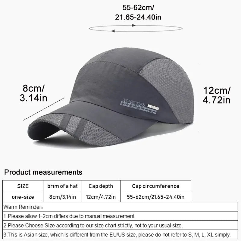 The New Spring Sun Hat Outdoor Travel Baseball Cap Sports Breathable Hat Screening Speed Dry Hat