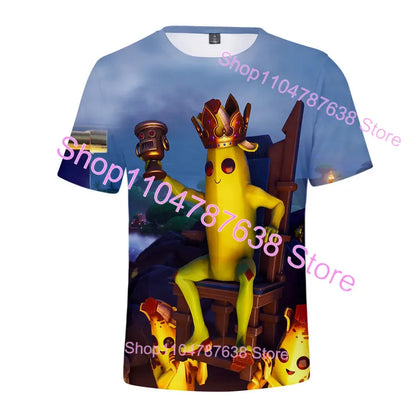 T-shirt de verão Raven Ultima Knight F-Fortnite, t-shirt masculina com estampado 3D Banana Peely, tops de jogo Battle Royale, presentes de aniversário