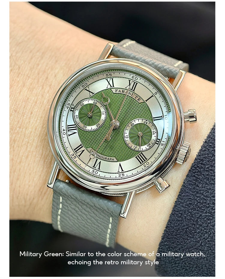 FARASUTE 2025 New Retro Men's Watches Quartz Watch For Men Speed Sports Chronograph AR Coating Sapphire VK64 Clock Reloj Hombre