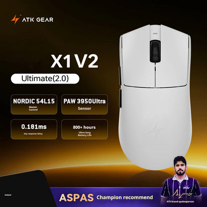 Bezdrôtová myš ATK X1 V2 Ultimate 2.0 Paw3950, ultr ľahká 54g, 750ips, nízka latencia 0.163ms, 650ips, nový herný doplnok, darčeky