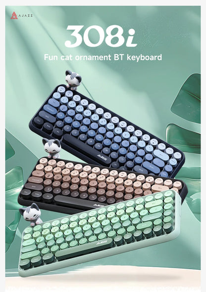 Tastiera wireless Ajazz 308I 18/84 tasti con keycap rotondi, tastiera Bluetooth portatile 2.4GHz con tastierino numerico per tablet, laptop e Android
