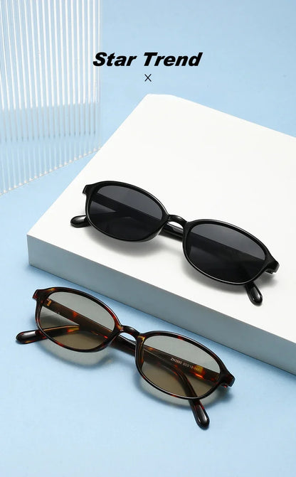 Personalized oval-shaped small frame plastic-rimmed sunglasses for men and women, suitable for daily sun protection
