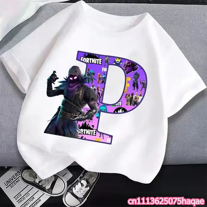 New Fortnites Kids T-shirts Cartoon Letter Graphic T-shirts Boys Girls Summer Casual Sports Short Sleeve Tops Children Clothing