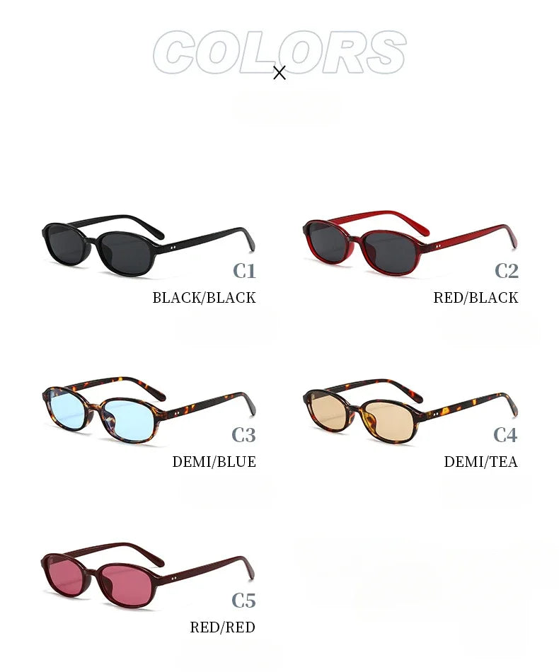 Personalized oval-shaped small frame plastic-rimmed sunglasses for men and women, suitable for daily sun protection