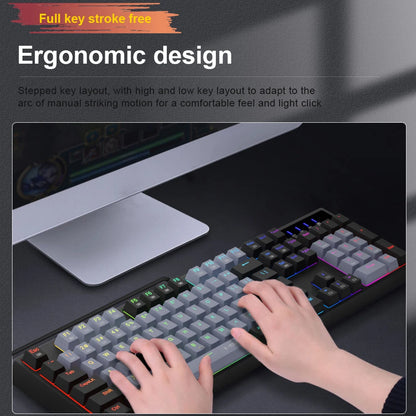 E-YOOSO Z14 RGB USB Mechanical Gaming Wired Keyboard Red Switch 104 Key Russian Brazilian Portuguese Gamer for Computer laptop