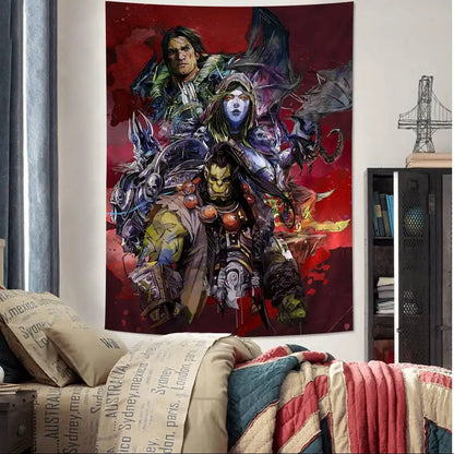 Populärt spel World of Warcraft – stor väggbonad med tryck, billig hippie-väggbonad, bohemiska väggbonader, mandala, heminredning
