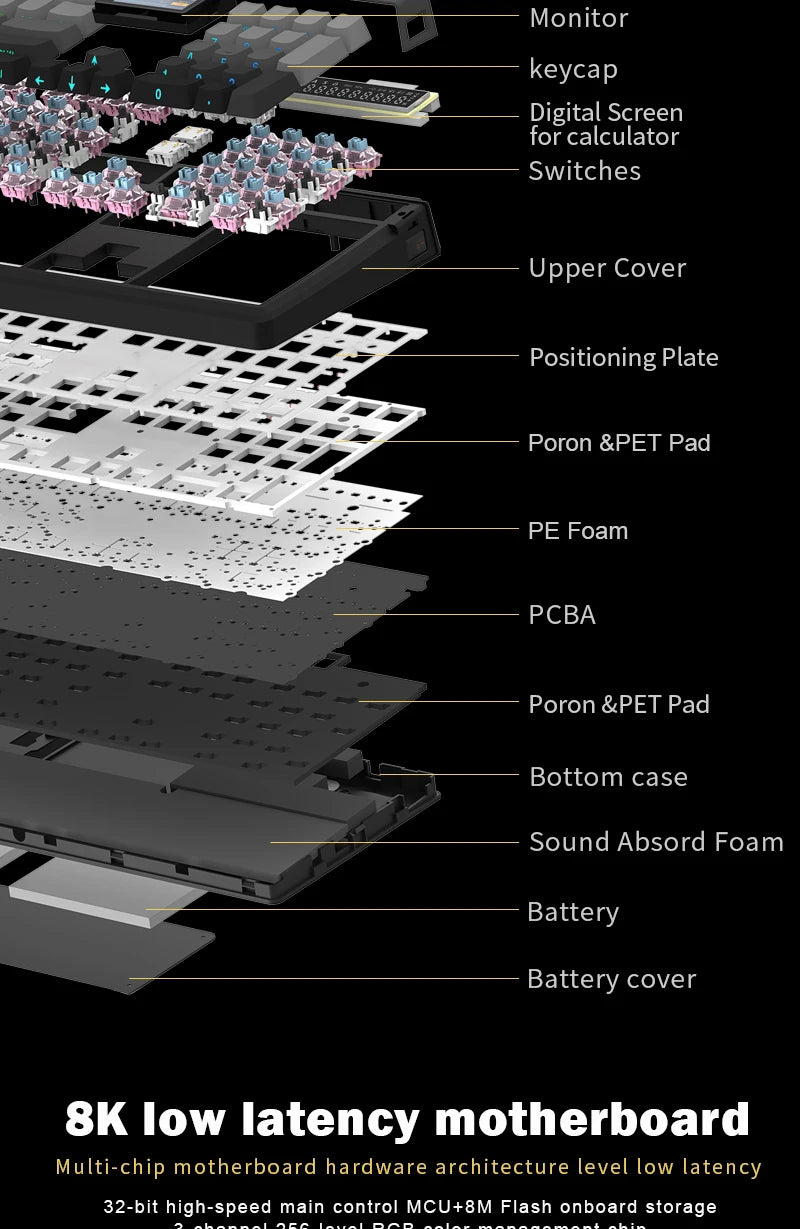 Teclado Mecânico Sem Fios SKYLOONG GK104 Pro 100% Personalizado com Switch Hot-Swap de Baixo Ruído para PC Gaming e Acessórios de Escritório