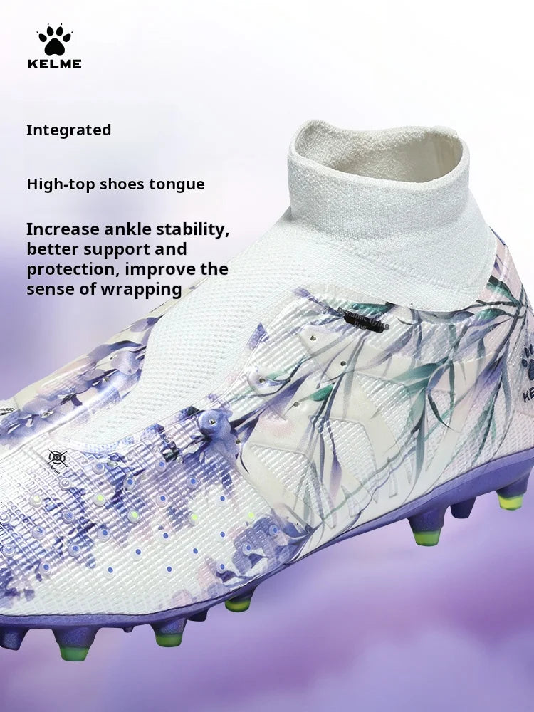Kelme Football Shoes Men's High Top Professional TF Broken Nail Adult Training Shoes MG Football Shoes Short Nail Football Boots.