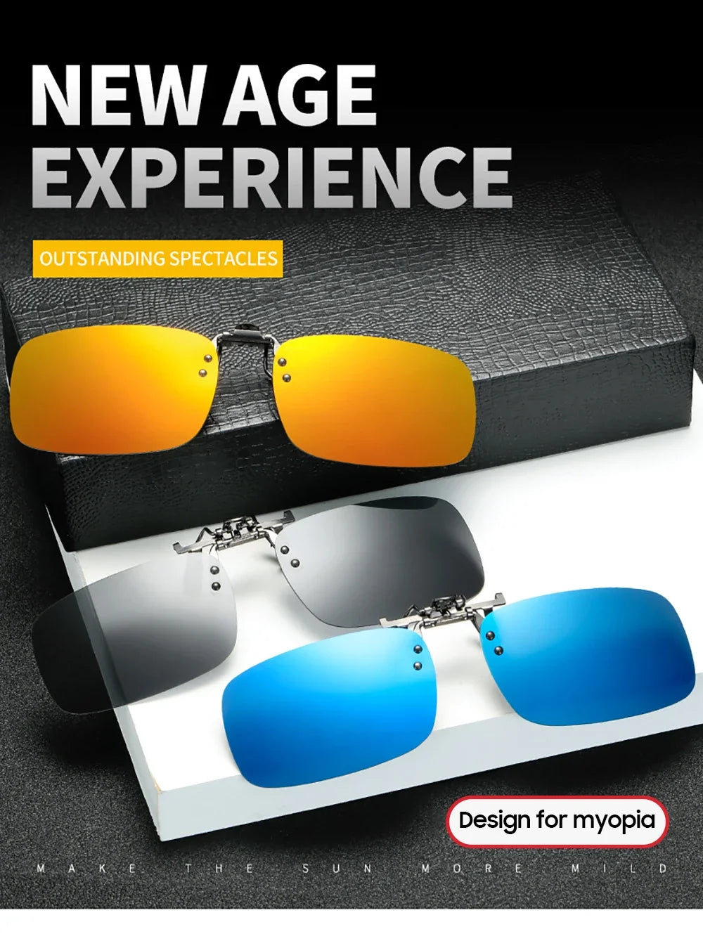 Classic Mirror Blue Flip Up Clip on Sunglasses Fishing Men Square Polarized Lens Metal Night Vision Driving UV400 Women Glasses