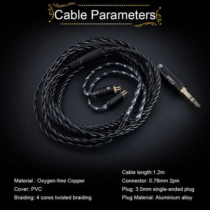 Celest Wyvern Black In-Ear Monitor Wired IEM Gaming Earbuds with Microphone HiFi Bass 10mm Driver Detachable Cable