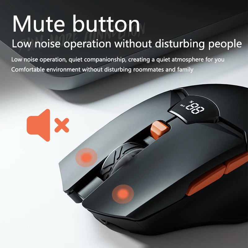 Mouse gaming wireless Warvank SX01 con display smart, regolazione DPI a 6 velocità, batteria ricaricabile da 600mAh, mouse Bluetooth silenzioso per ufficio