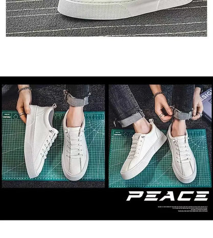 Zapatillas deportivas para hombre, calzado informal, zapatos planos para hombre, zapatillas ligeras de cuero sintético (PU), calzado transpirable, zapatillas deportivas blancas para hombre