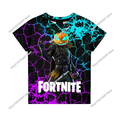 Anime Fortnite T-Shirts Girl Clothing T-Shirt Boys White Cartoon Tees Baby Summer Shirts Cute Printed Tops Costume